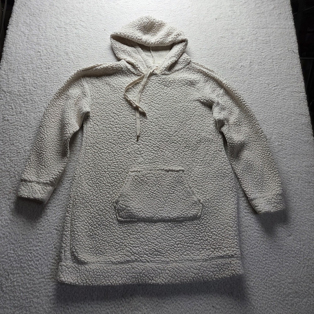 No Boundaries Hoodie Juniors XXL (19) White Sherpa Fleece Pullover Tunic